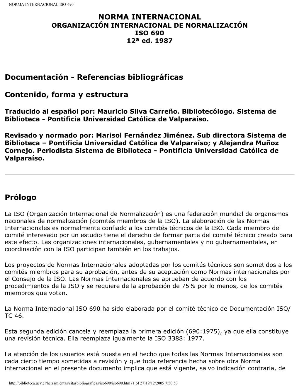 Norma Internacional ISO-690 Referencias Bibliográficas