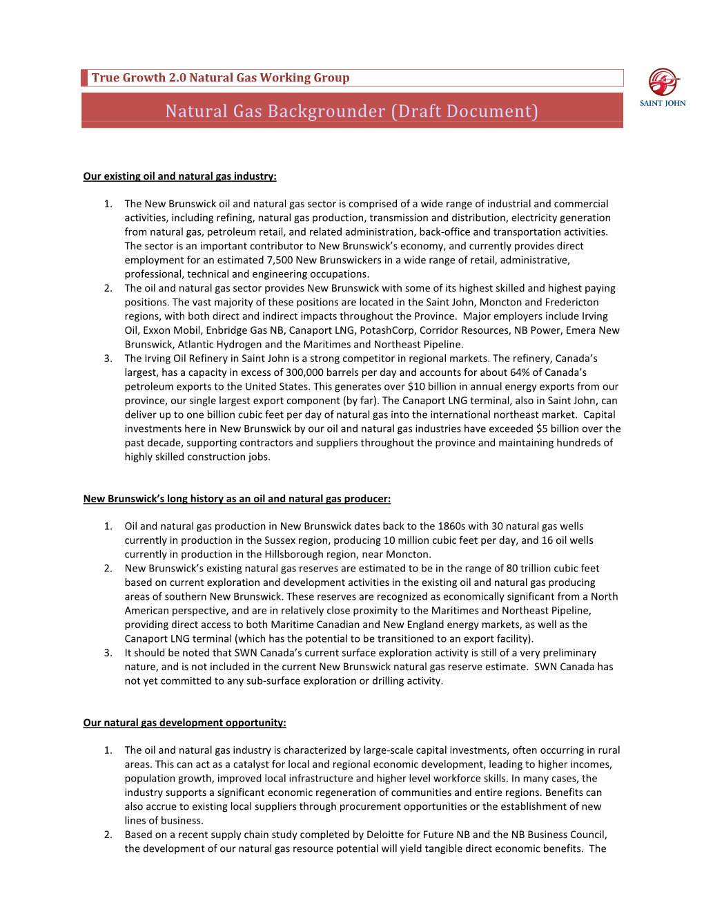 Natural Gas Backgrounder (Draft Document)