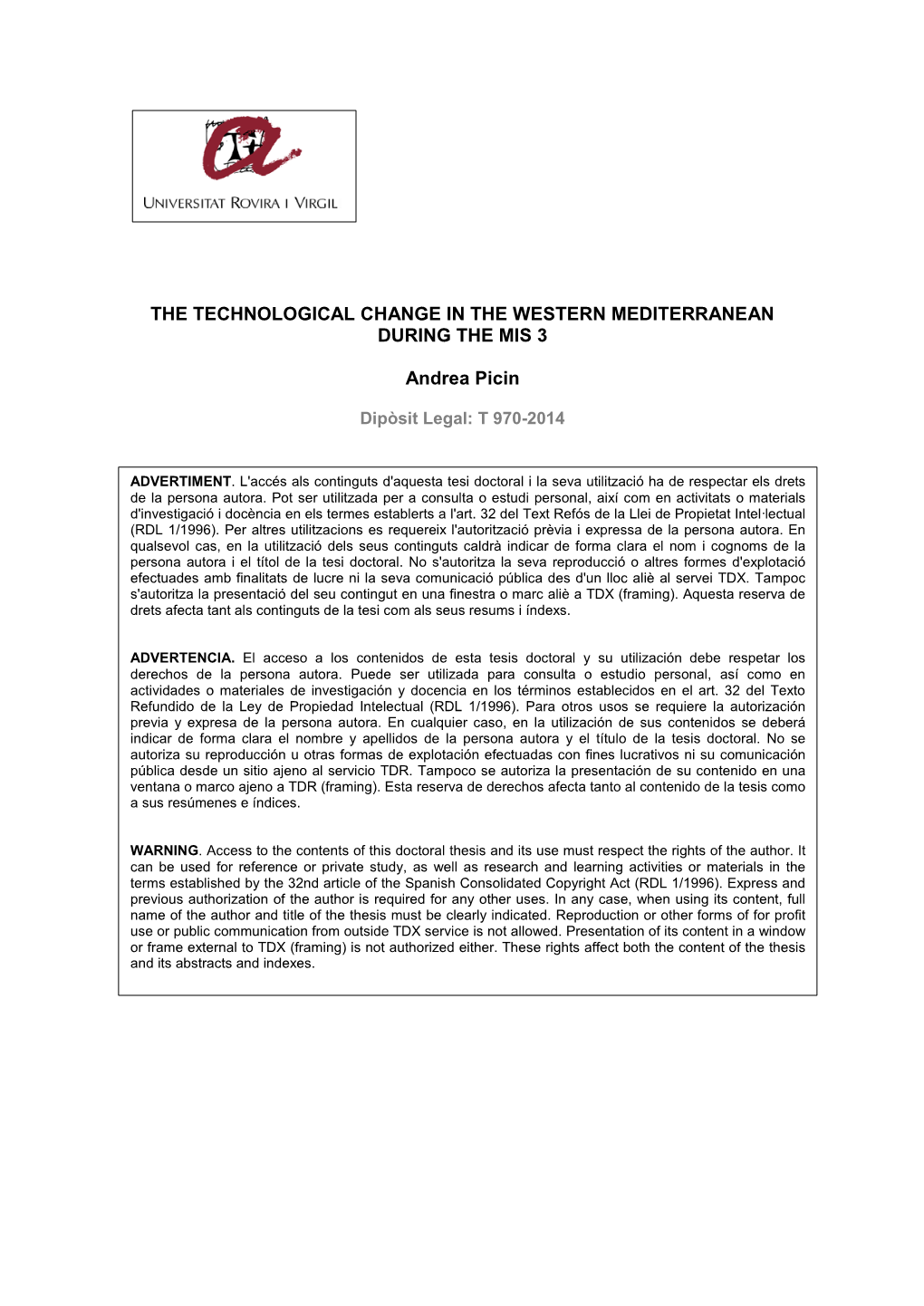 The Technological Change in the Western Mediterranean During the Mis 3