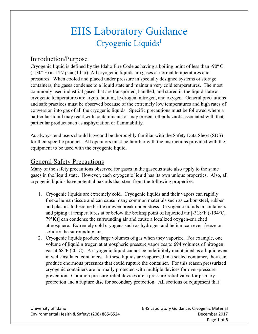 EHS Laboratory Guidance Cryogenic Liquids1