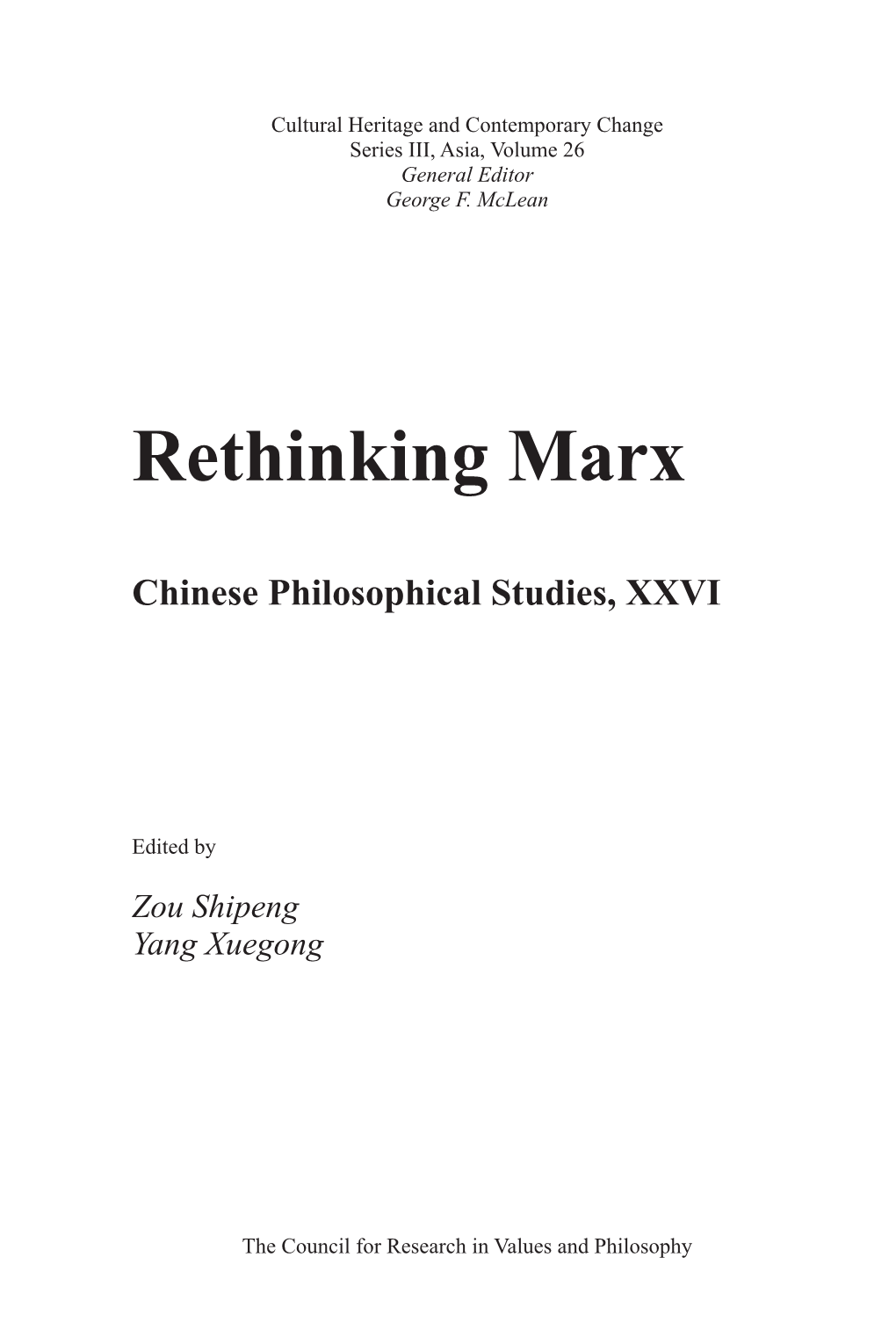 Rethinking Marx