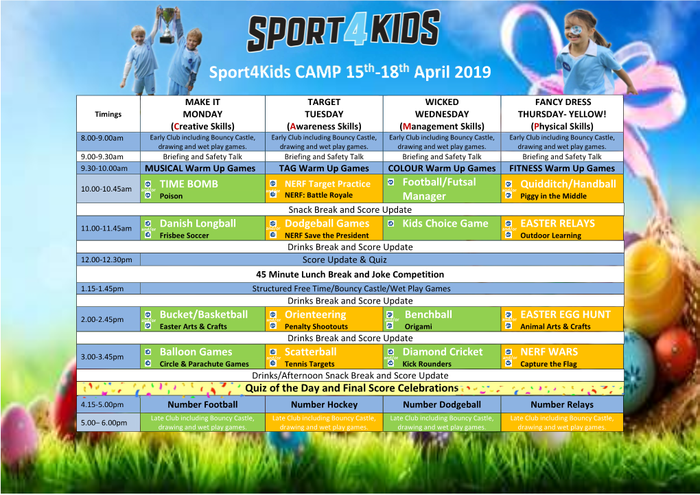 Sport4kids CAMP 15Th-18Th April 2019