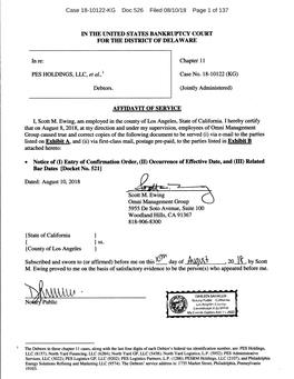 Case 18-10122-KG Doc 526 Filed 08/10/18 Page 1 Of