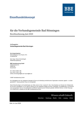 Einzelhandelskonzept Für Die Verbandsgemeinde Bad Hönningen