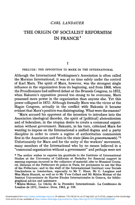 The Origin of Socialist Reformism in France*