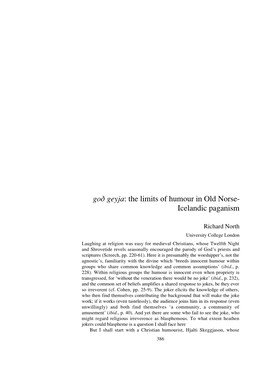Go› Geyja: the Limits of Humour in Old Norse- Icelandic Paganism