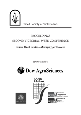Weed Society of Victoria Inc. PROCEEDINGS SECOND VICTORIAN WEED CONFERENCE