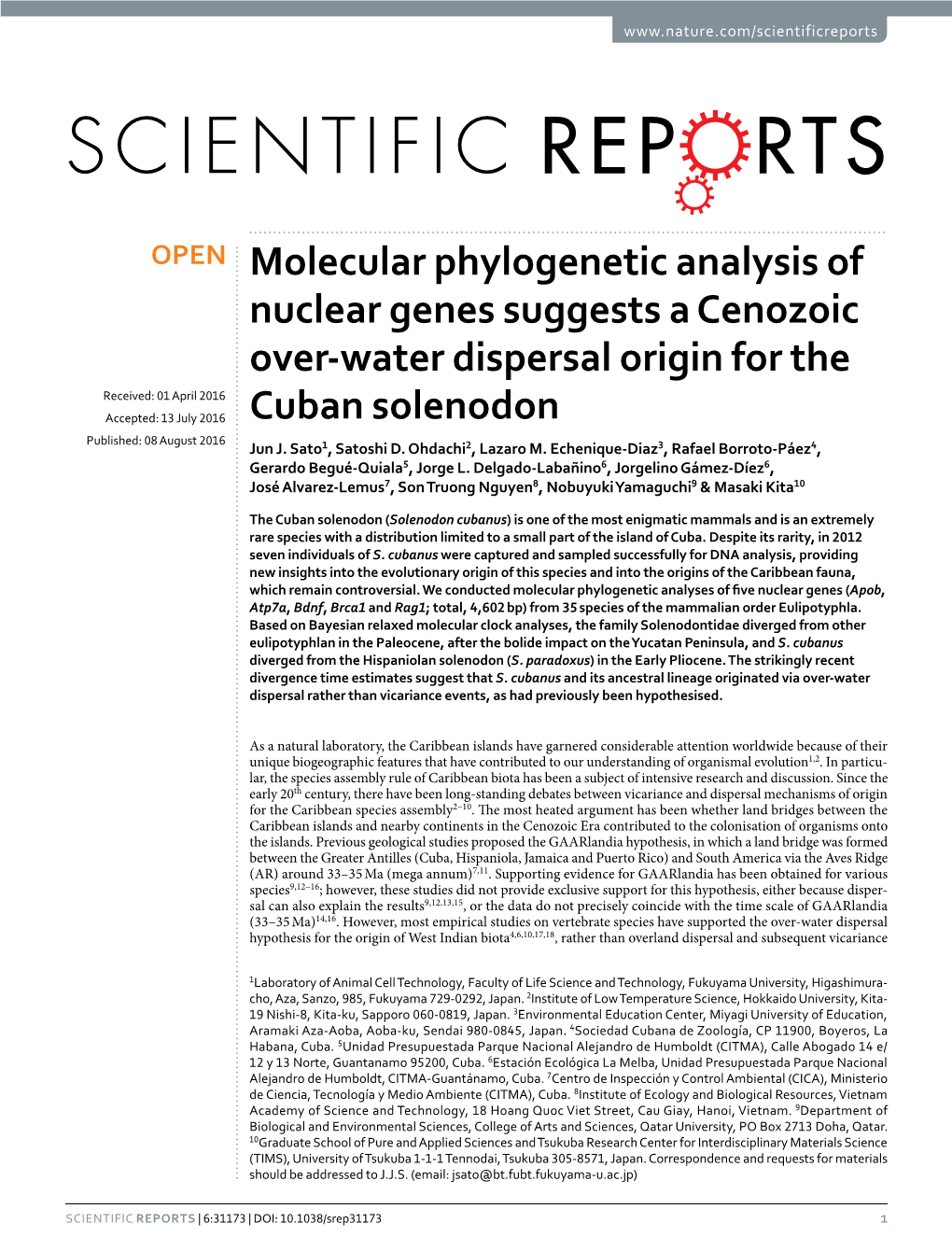 Molecular Phylogenetic Analysis of Nuclear Genes Suggests a Cenozoic