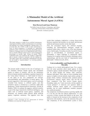 A Minimalist Model of the Artificial Autonomous Moral Agent (AAMA)