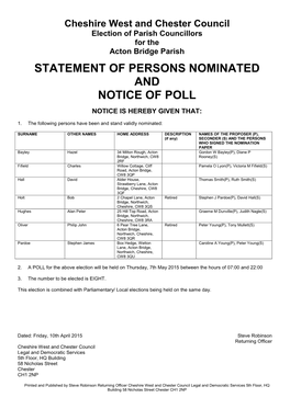 Statement of Persons Nominated/Notice of Poll