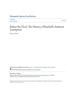 The History of Baseball's Antitrust Exemption, 9 Marq