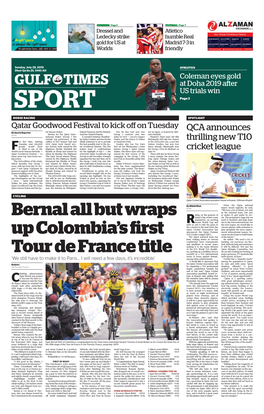 Bernal All but Wraps up Colombia's First Tour De France Title