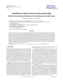 Variability of a Stellar Corona on a Time Scale of Days Evidence for Abundance Fractionation in an Emerging Coronal Active Region