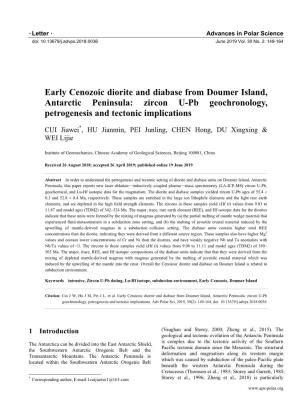 Early Cenozoic Diorite and Diabase from Doumer Island, Antarctic Peninsula: Zircon U-Pb Geochronology, Petrogenesis and Tectonic Implications