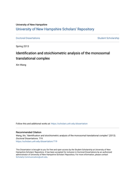 Identification and Stoichiometric Analysis of the Monosomal Translational Complex