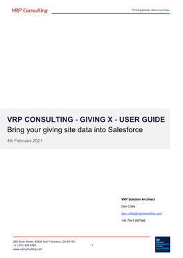 Vrp Consulting - Giving X - User Guide