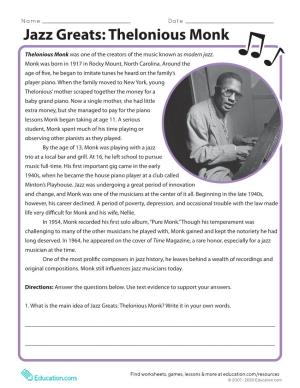 Jazz Greats: Thelonious Monk