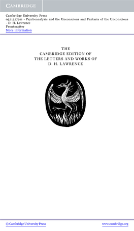 The Cambridge Edition of the Letters and Works of D. H. Lawrence
