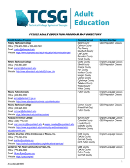 Fy2022 Adult Education Program Map Directory