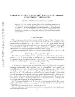 Fibonacci Self-Reciprocal Polynomials and Fibonacci Permutation