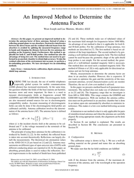 An Improved Method to Determine the Antenna Factor Wout Joseph and Luc Martens, Member, IEEE