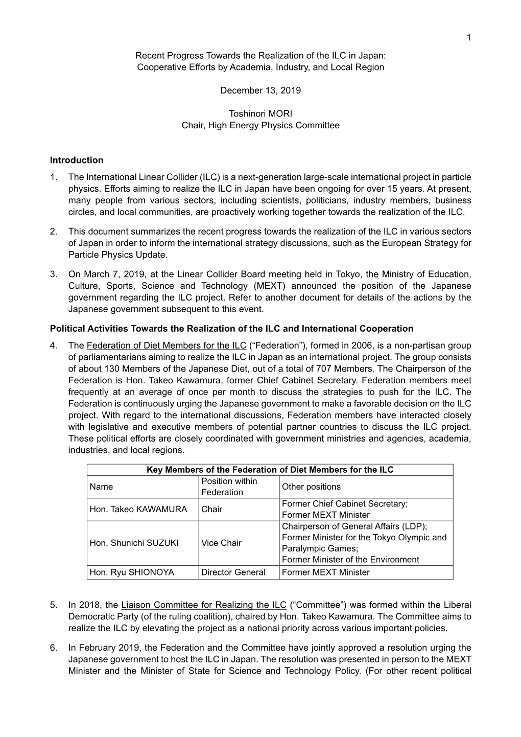 1 Recent Progress Towards the Realization of the ILC in Japan: Cooperative Efforts by Academia, Industry, and Local Region