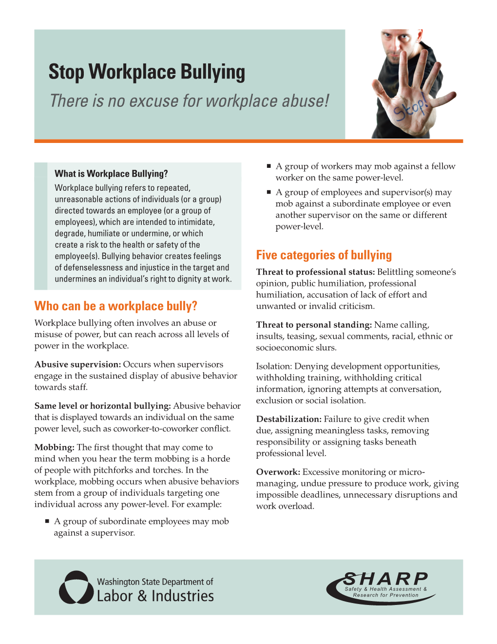 F310-001-000 Stop Workplace Bullying