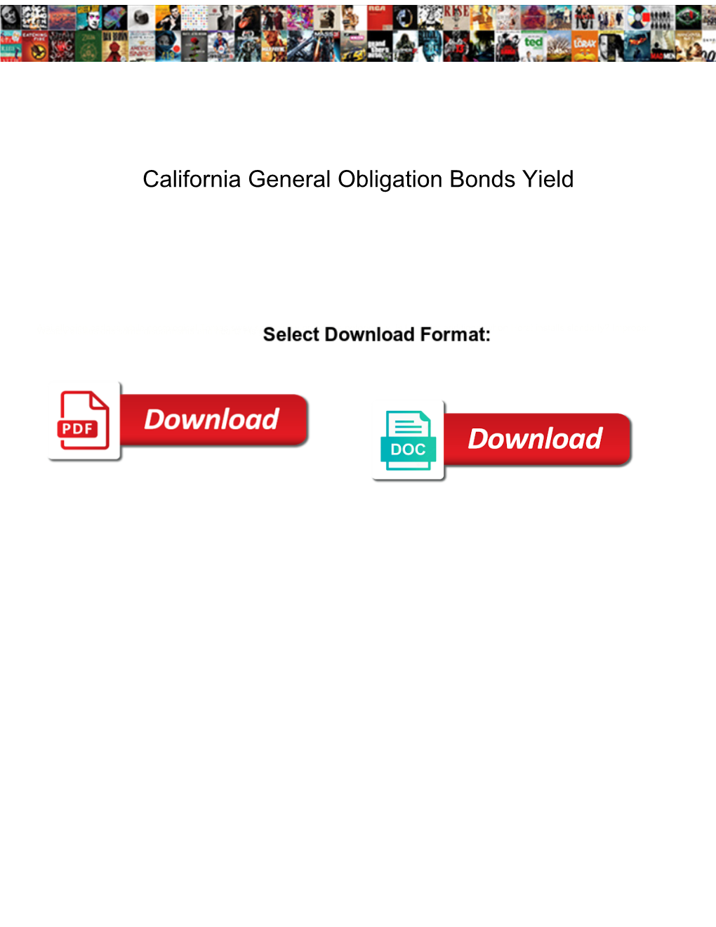 California General Obligation Bonds Yield