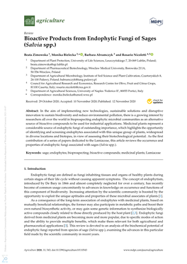 Bioactive Products from Endophytic Fungi of Sages (Salvia Spp.)