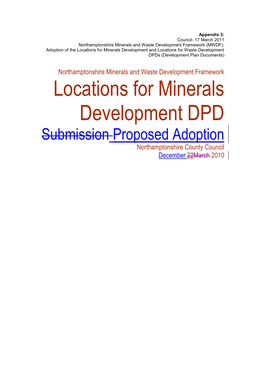 Locations for Minerals Development and Locations for Waste Development Dpds (Development Plan Documents)