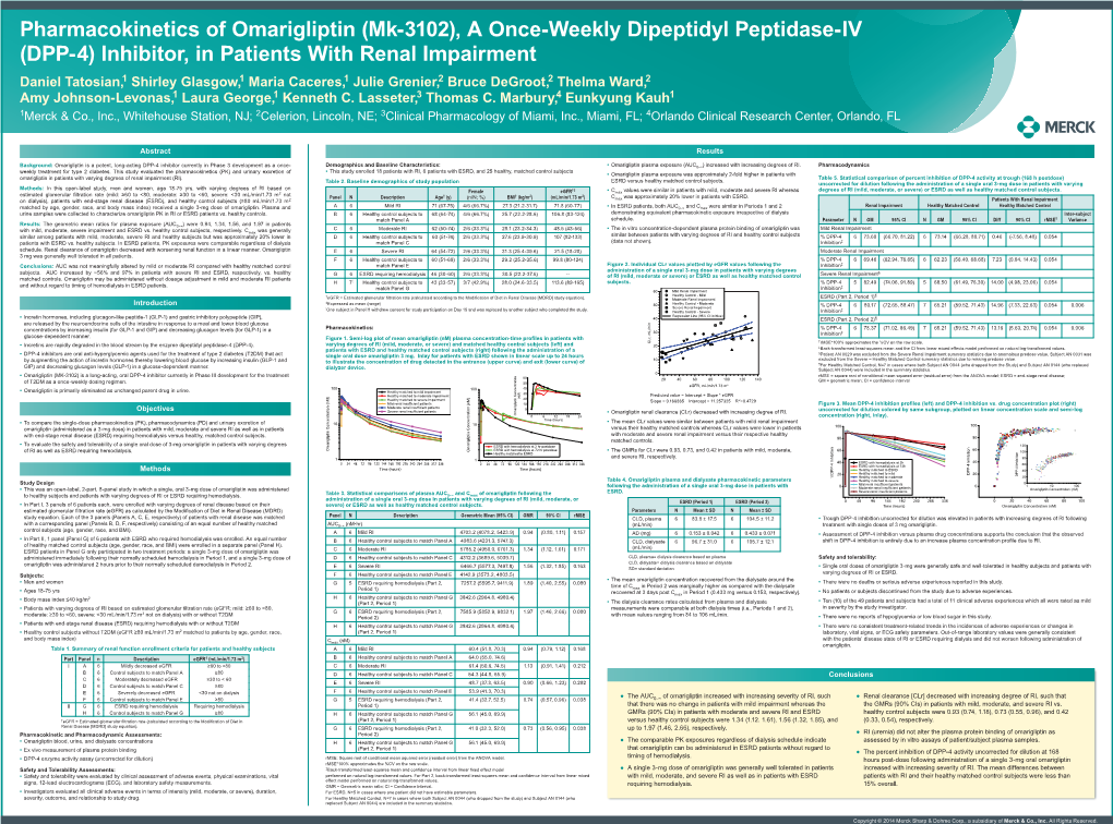 Pharmacokinetics of Omarigliptin (Mk-3102)