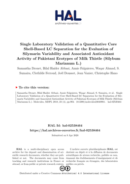 Single Laboratory Validation of a Quantitative Core Shell-Based LC