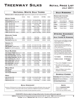 Retail Price List July 2011