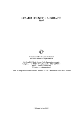 Ccamlr Scientific Abstracts 1997