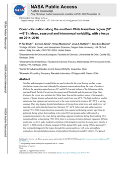 Mean, Seasonal and Interannual Variability, with a Focus on 2014–2016