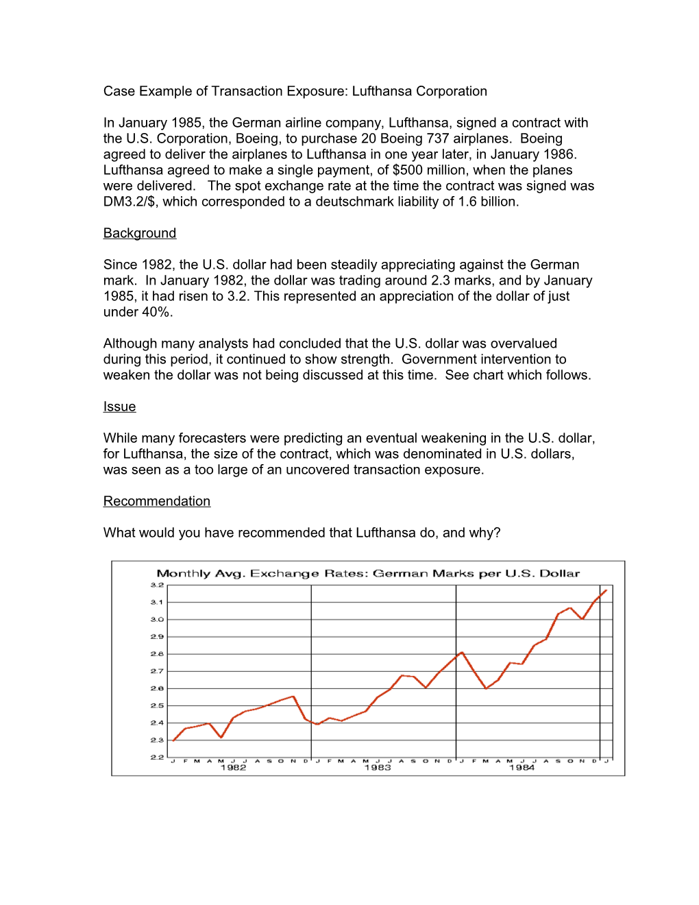 Case Example of Transaction Exposure: Lufthansa Corporation