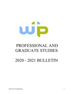 Professional and Graduate Studies 2020