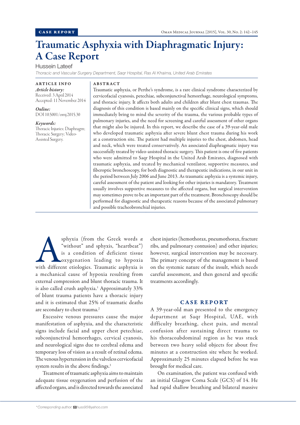 Traumatic Asphyxia with Diaphragmatic