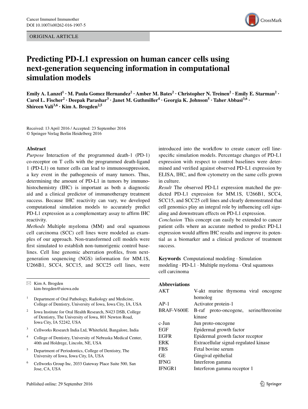 Predicting PD-L1 Expression on Human Cancer Cells Using Next