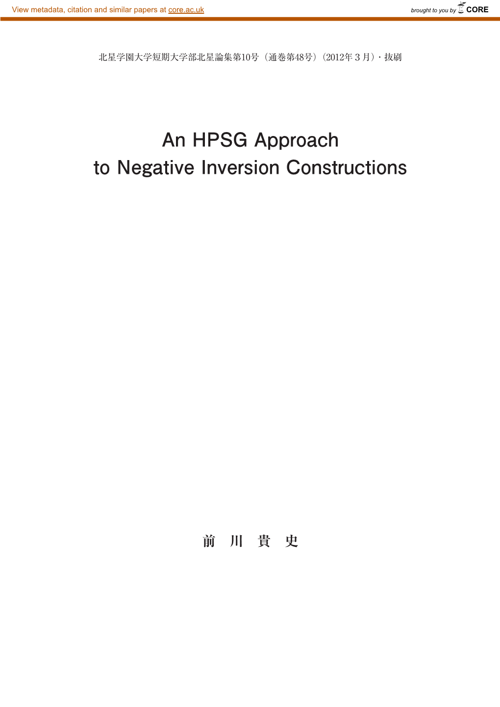 An HPSG Approach to Negative Inversion Constructions