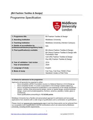 Programme Specification