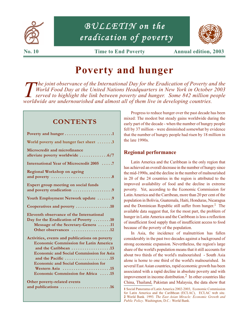 Poverty and Hunger