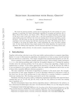 Selection Algorithms with Small Groups∗