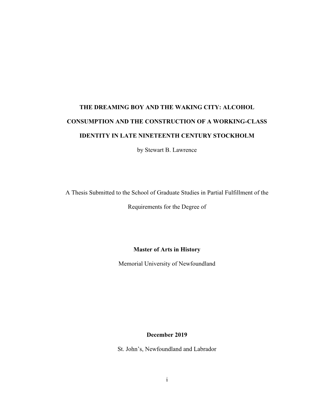 Alcohol Consumption and the Construction of a Working-Class Identity in Late Nineteenth