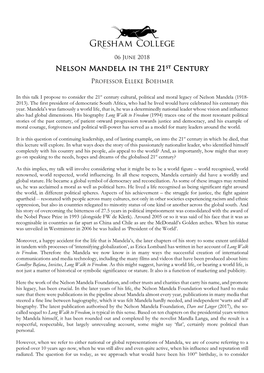 Nelson Mandela in the 21St Century