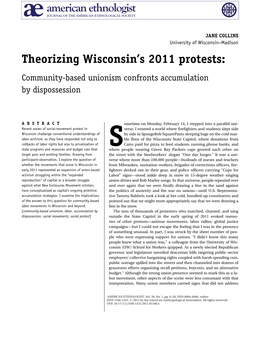 Theorizing Wisconsin's 2011 Protests: Communitybased Unionism