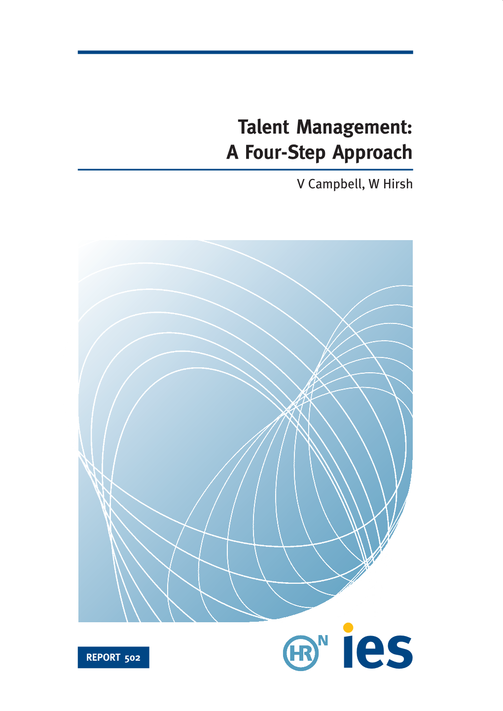 Talent Management: a Four-Step Approach a Four-Step Approach
