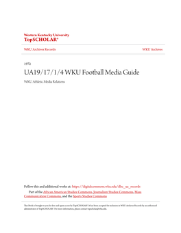 UA19/17/1/4 WKU Football Media Guide WKU Athletic Media Relations