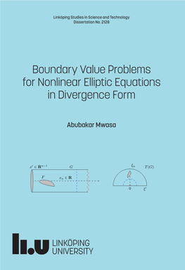 Boundary Value Problems for Nonlinear Elliptic Equations in Divergence Form Copyright C Abubakar Mwasa, 2021