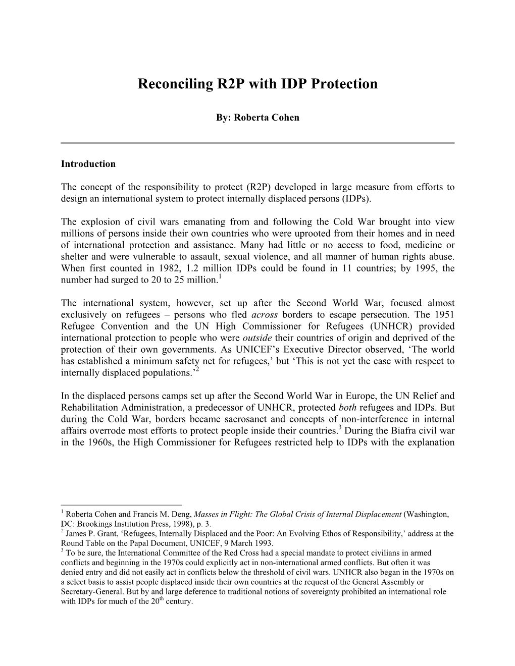 Reconciling R2P with IDP Protection